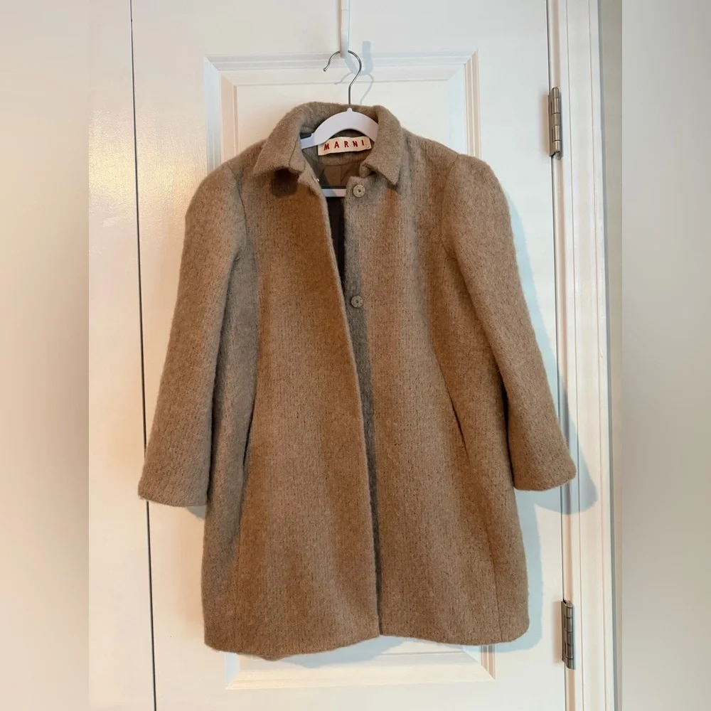 Marni Kids Mohair-Blend Cocoon Coat Camel 8Y
